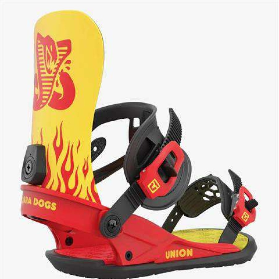 Equipment * | Union Binding Company Men'S Cobra Dogs Snowboard Bindings Yellow / Red