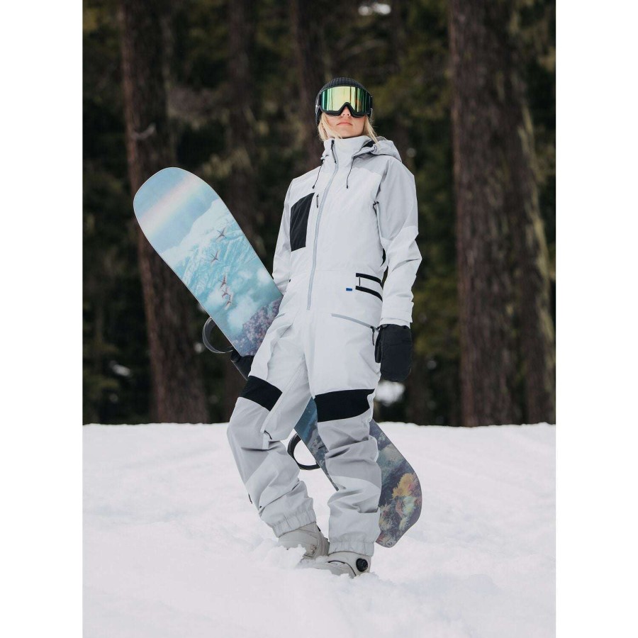 Snow Outerwear * | Burton Carbonate Gore-Tex 2L One Piece 2023 Women'S Snowboard One Piece Gray Cloud/Silver Sconce