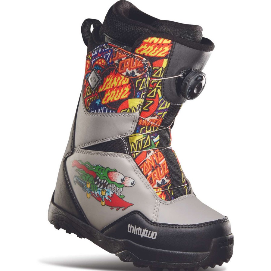 Snowboard Boots * | Thirtytwo Youth Lashed Boa Santa Cruz 2023 Youth Snowboard Boots Grey/Black