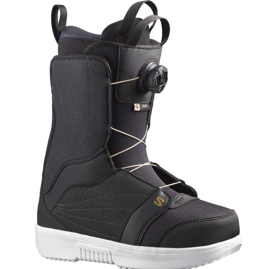 Snowboard Boots * | Salomon Pearl Boa 2024 Women'S Snowboard Boots Black/White/Gold